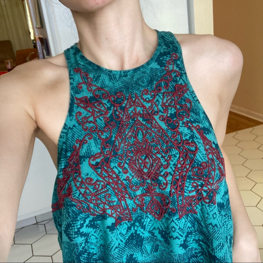 Vintage Urban Outfitters Ecote Tribal Print Jade/Turquoise Crop Top
